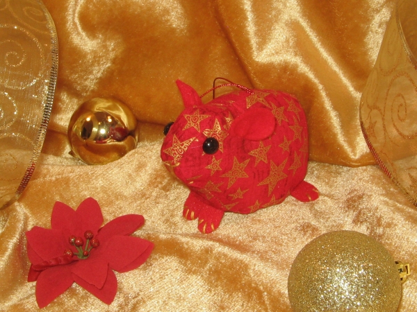 Red with Gold Stars Guinea Pig Ornament