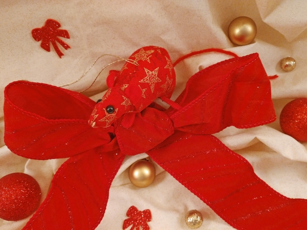 Red with Gold Stars Mouse/Rat Ornament