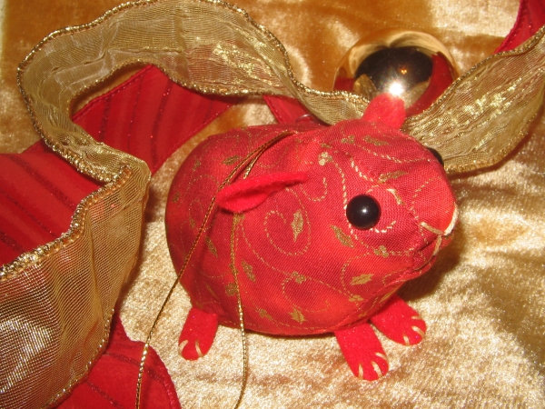 Red with Gold Vines Guinea Pig Ornament