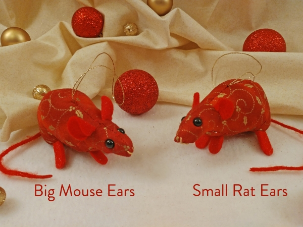 Red with Gold Vines Mouse/Rat Ornament