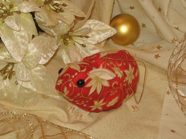 White Poinsettias Guinea Pig Ornament