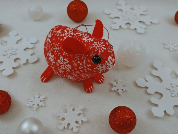 Red with White Snow Guinea Pig Ornament