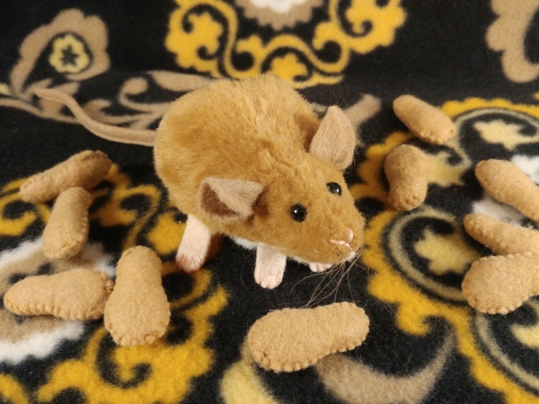 Tan Mouse Plushie with White Belly