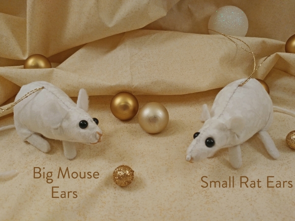 White Holly Mouse/Rat Ornament (Gold)