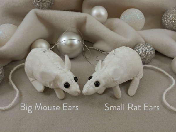 White Holly Mouse/Rat Ornament (Silver)