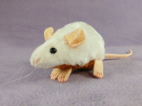 White Mouse Plushie with Tan Belly