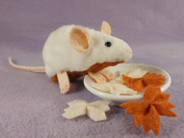 White Mouse Plushie with Tan Belly