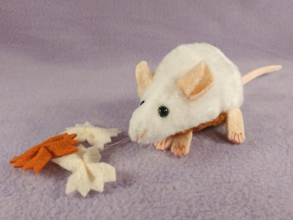 White Mouse Plushie with Tan Belly