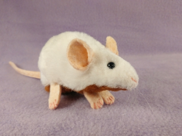 White Mouse Plushie with Tan Belly