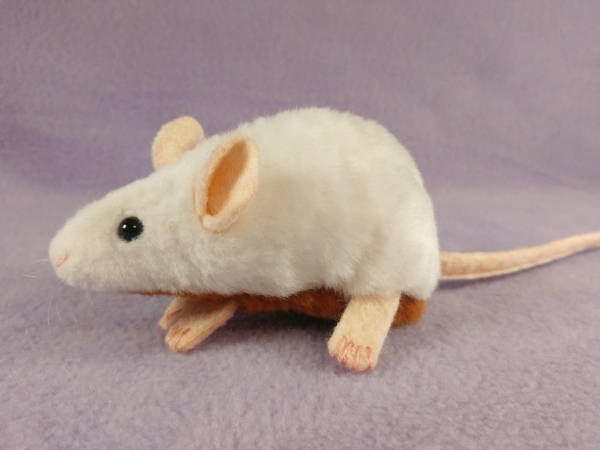 White Mouse Plushie with Tan Belly