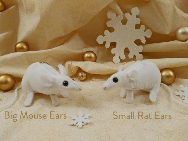 White Snow Mouse/Rat Ornament (Gold)