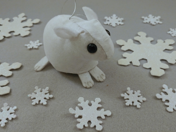 White Snowflakes Guinea Pig Ornament (Silver)