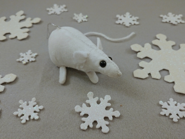 White Snow Mouse/Rat Ornament (Silver)