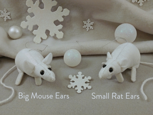 White Snow Mouse/Rat Ornament (Silver)