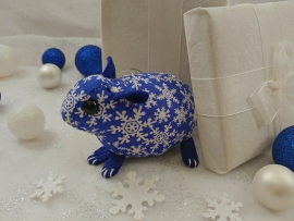 Dark Blue with White Snow Guinea Pig Ornament