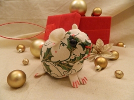 Green Holly Guinea Pig Ornament