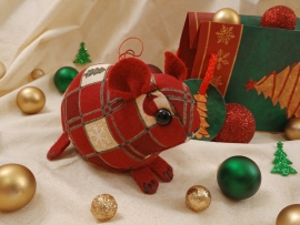 Maroon Checkered Guinea Pig Ornament