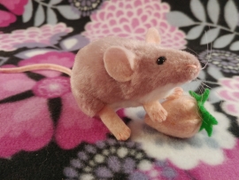 Pink Mouse Plushie with White Belly