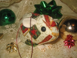 Gold, Red, & Green Guinea Pig Ornament