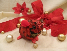 Red Poinsettias 2 Guinea Pig Ornament