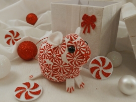 Red & White Candies Guinea Pig Ornament (White)