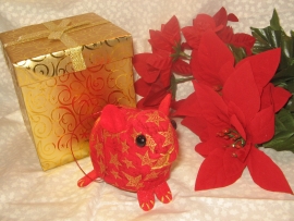 Red with Gold Stars Guinea Pig Ornament