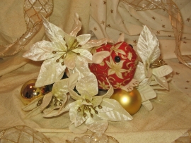 White Poinsettias Guinea Pig Ornament
