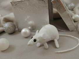 White Holly Mouse/Rat Ornament (Silver)