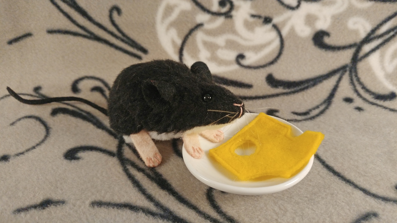 Black Mouse Plushie with White Belly | Citrine Mouse