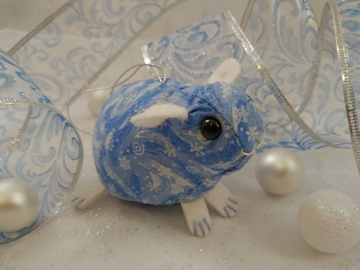 Blue Snow & Wind Guinea Pig Ornament