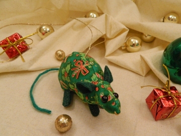 Candy & Holly Mouse/Rat Ornament