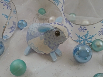 Light Blue Snowflakes Guinea Pig Ornament