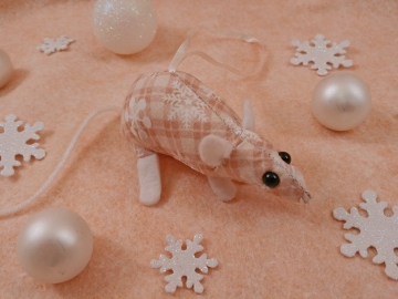 Peach Plaid Mouse/Rat Ornament